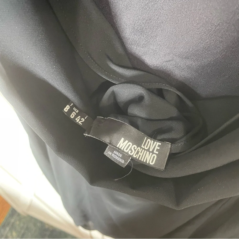 Love Moschino Black Shift Dress Drape Open Back Size 6 cocktail Party Evening - Picture 6 of 16